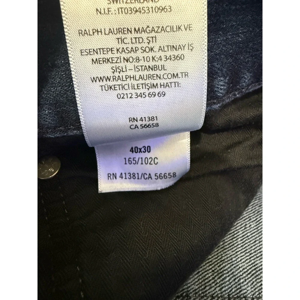 Polo Ralph Lauren Hampton Relaxed Straight Jeans Mens 40x30 Dark Wash Blue Denim - Picture 5 of 7